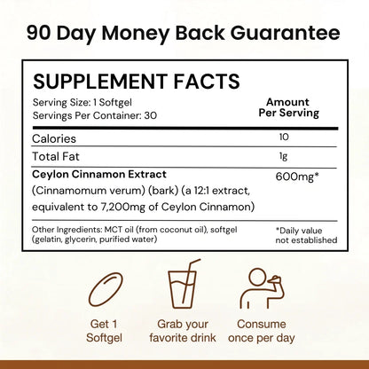 Ceylon Cinnamon 7200mg Equivalent with MCT Oil